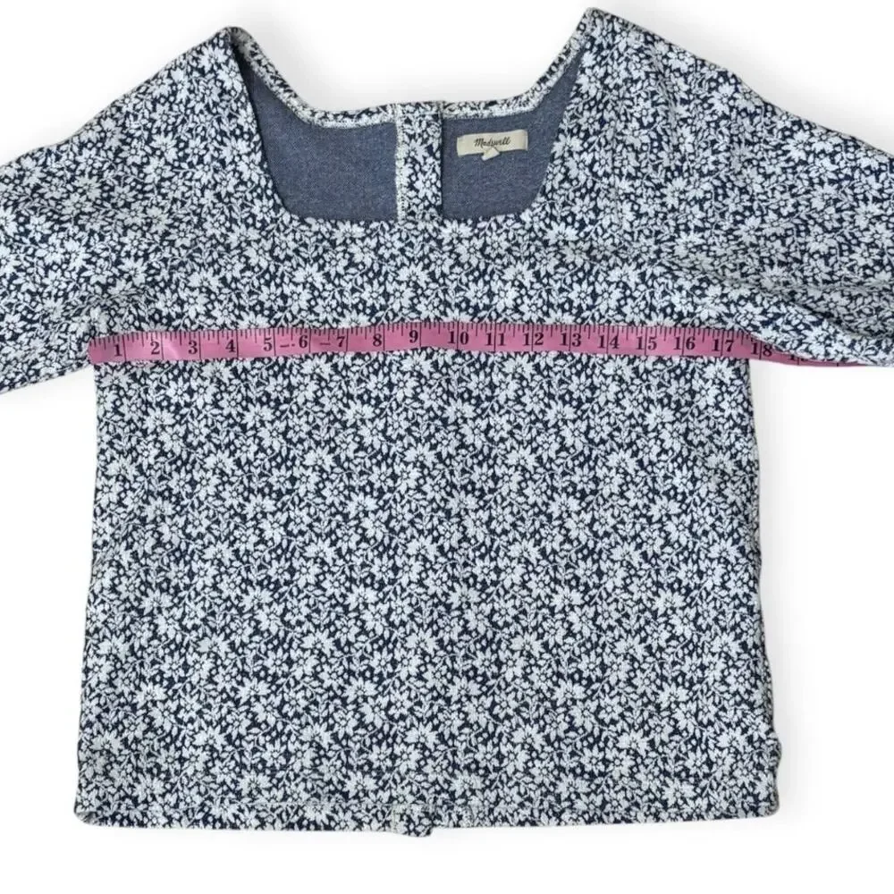 Madewell Floral Jacquard Button Back Square Neck Top Size Small